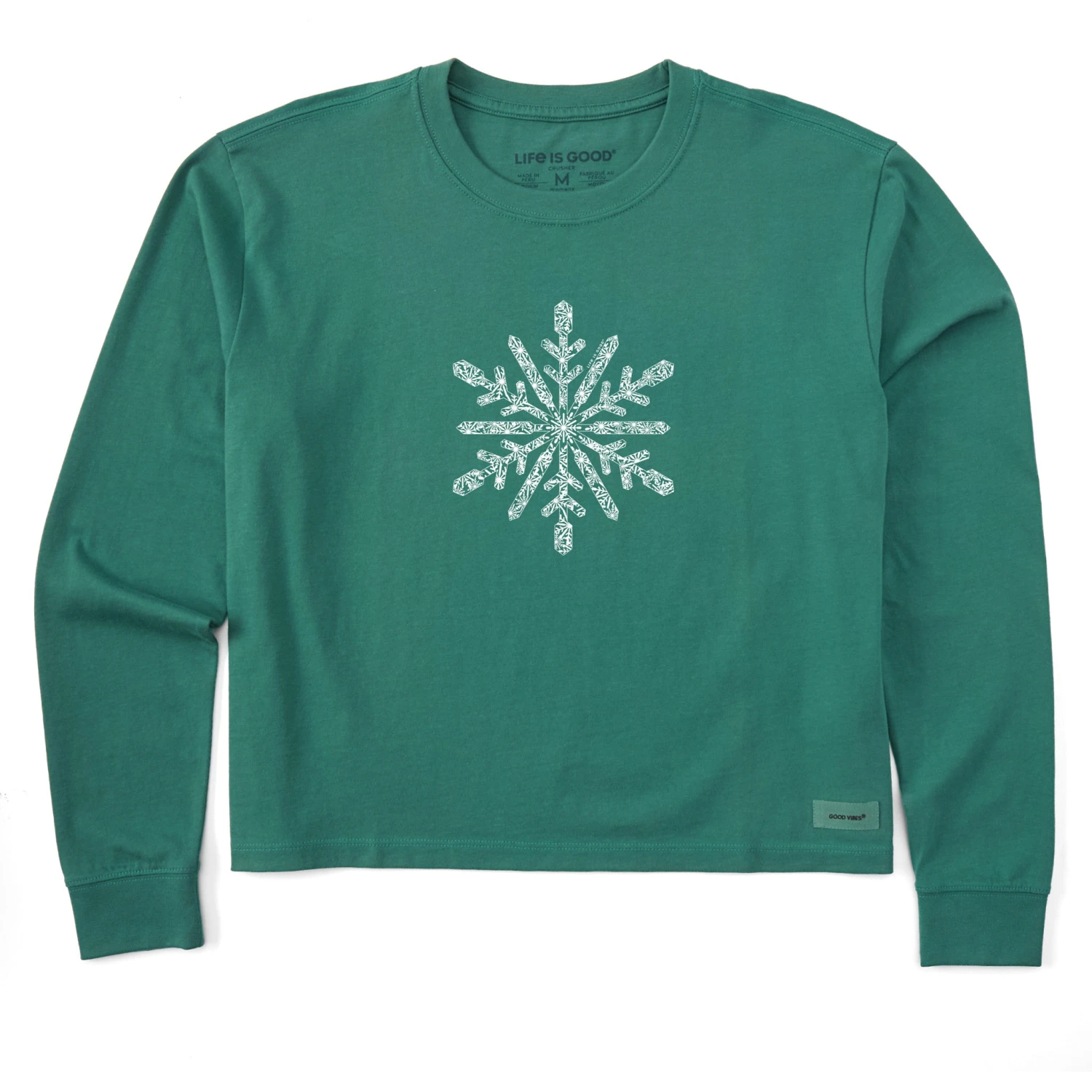 Women's Contrast Snowflake Long Sleeve Crusher Boxy Tee 3 Women's Contrast Snowflake Long Sleeve Crusher Boxy Tee - Image 3