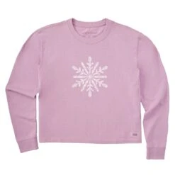 Women's Contrast Snowflake Long Sleeve Crusher Boxy Tee