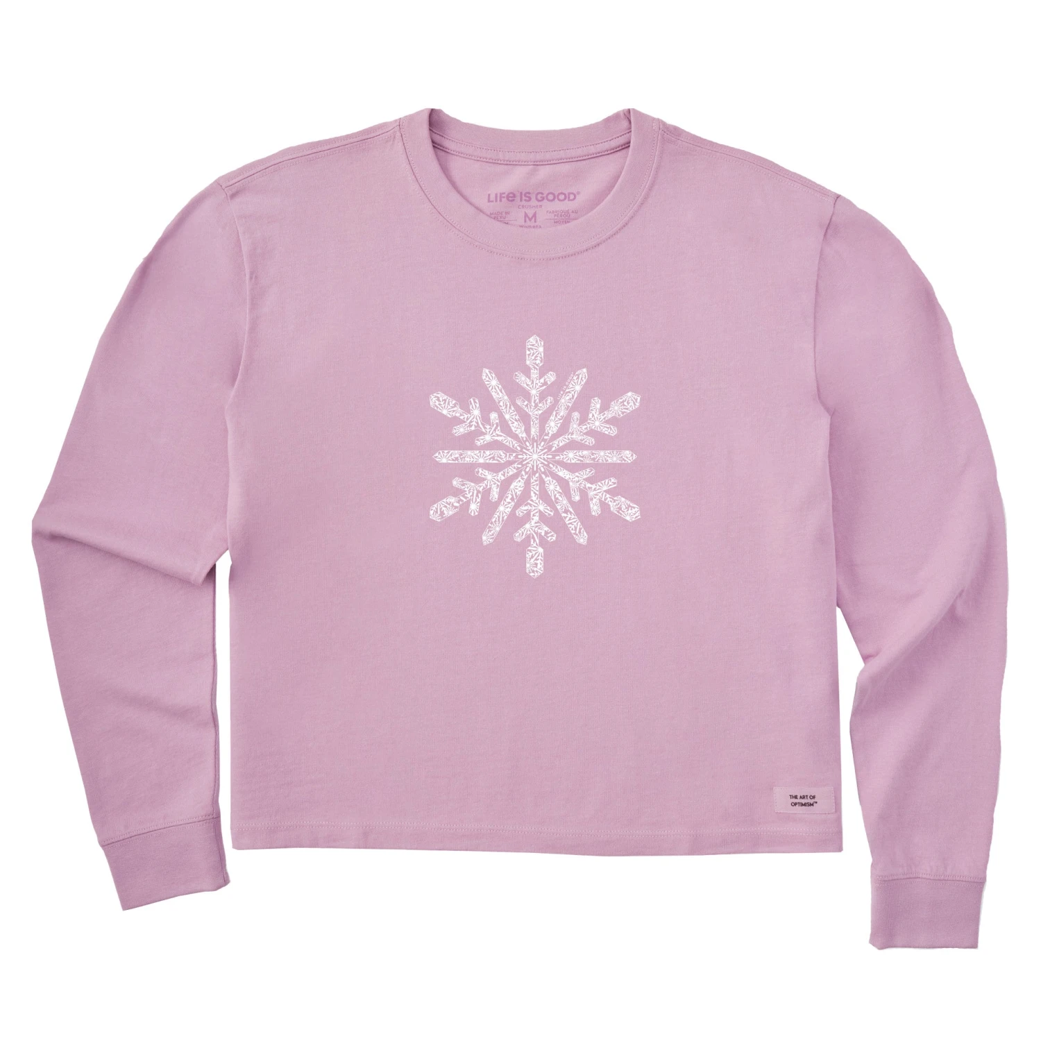 Women's Contrast Snowflake Long Sleeve Crusher Boxy Tee 1 Women's Contrast Snowflake Long Sleeve Crusher Boxy Tee