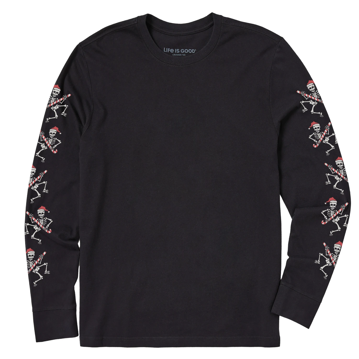 Men's Candy Cane Skeletons Long Sleeve Crusher Tee 1 Men's Candy Cane Skeletons Long Sleeve Crusher Tee