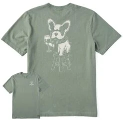 Men's Bert's Frenchie With Wine Short Sleeve Crusher Tee -LIFE IS GOOD SHOP 151902 1