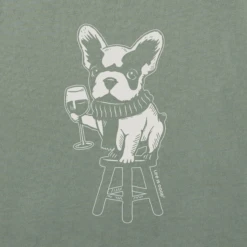 Men's Bert's Frenchie With Wine Short Sleeve Crusher Tee -LIFE IS GOOD SHOP 151902 2
