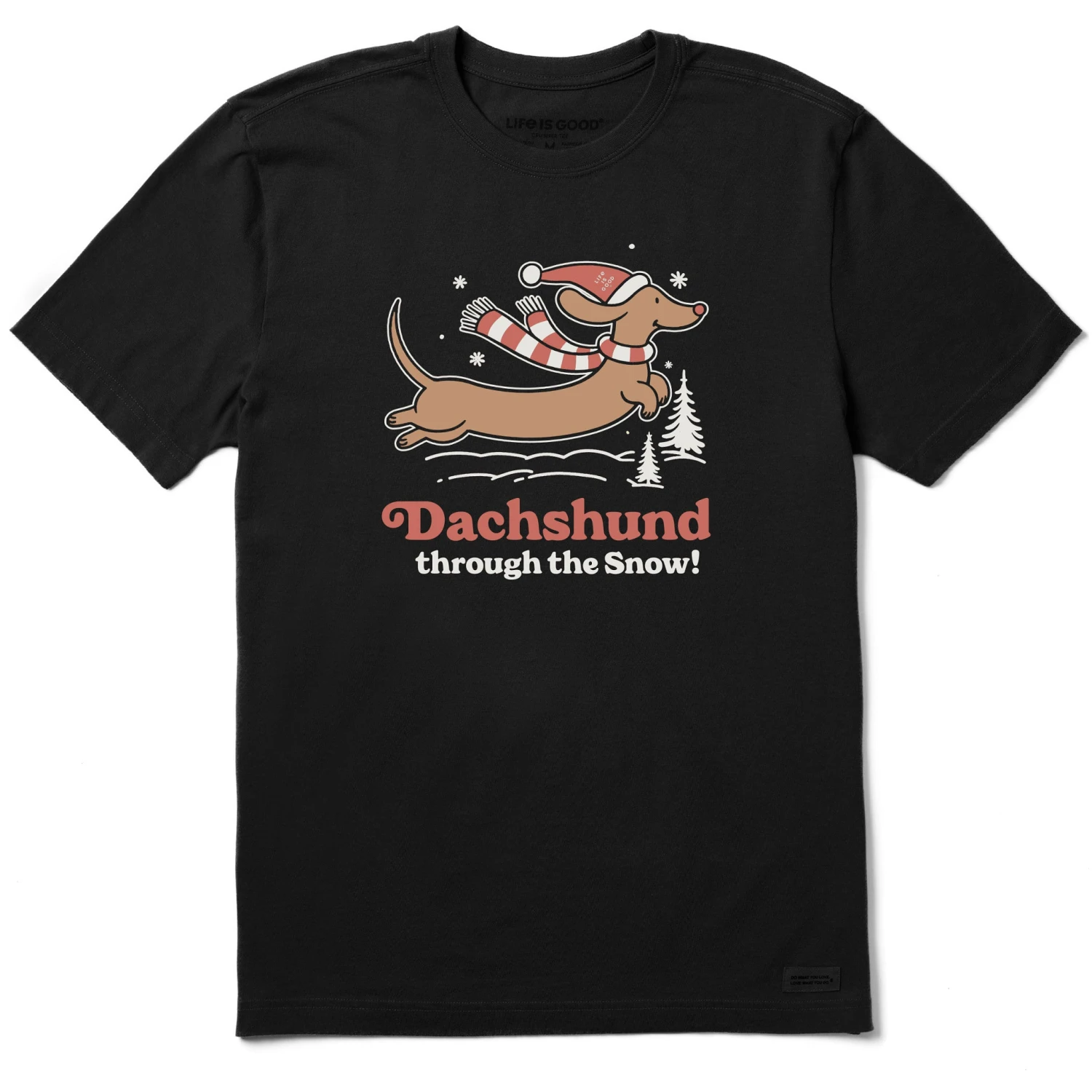 Men's Dachshund Through The Snow Short Sleeve Crusher Tee 1 Men's Dachshund Through The Snow Short Sleeve Crusher Tee