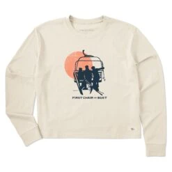 Women's First Chair Or Bust Long Sleeve Crusher Boxy Tee