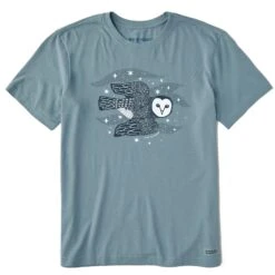 Men's Barn Owl In Flight Short Sleeve Crusher Tee