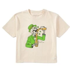 Women's Free Refills St. Patrick's Day Short Sleeve Crusher Boxy Tee