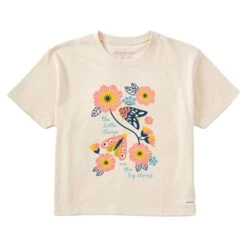 Women's The Little Things Moths Short Sleeve Crusher Boxy Tee