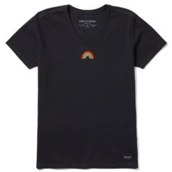 Women's Embroidered Rainbow Short Sleeve Crusher Vee