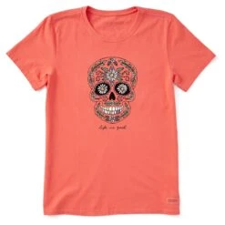 Women's Daisy Skull Short Sleeve Crusher Tee -LIFE IS GOOD SHOP 161970 1