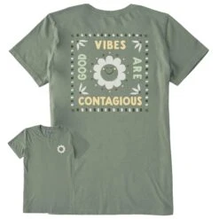 Women's Good Vibes Are Contagious Sun Short Sleeve Crusher Tee