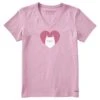Women's Heart Cat Short Sleeve Crusher Vee
