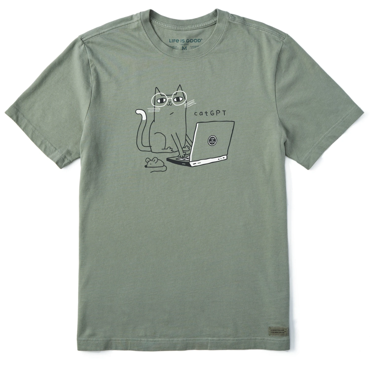 Men's CatGPT Laptop Short Sleeve Tee 1 Men's CatGPT Laptop Short Sleeve Tee