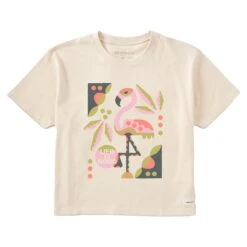 Women's Flamingo Short Sleeve Crusher Boxy Tee