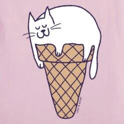 Women's Ice Cream Cat Short Sleeve Crusher Vee -LIFE IS GOOD SHOP 170094 2