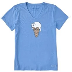 Women's Ice Cream Cat Short Sleeve Crusher Vee -LIFE IS GOOD SHOP 170095 1