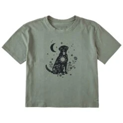 Women's Floral Celestial Dog Short Sleeve Crusher Boxy Tee