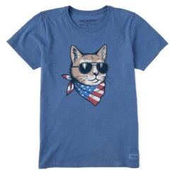 Women's USA Cat Short Sleeve Tee -LIFE IS GOOD SHOP 171025 1