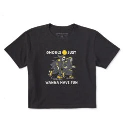 Women's Ghouls Just Wanna Have Fun Roller Skates Short Sleeve Crusher Boxy Tee