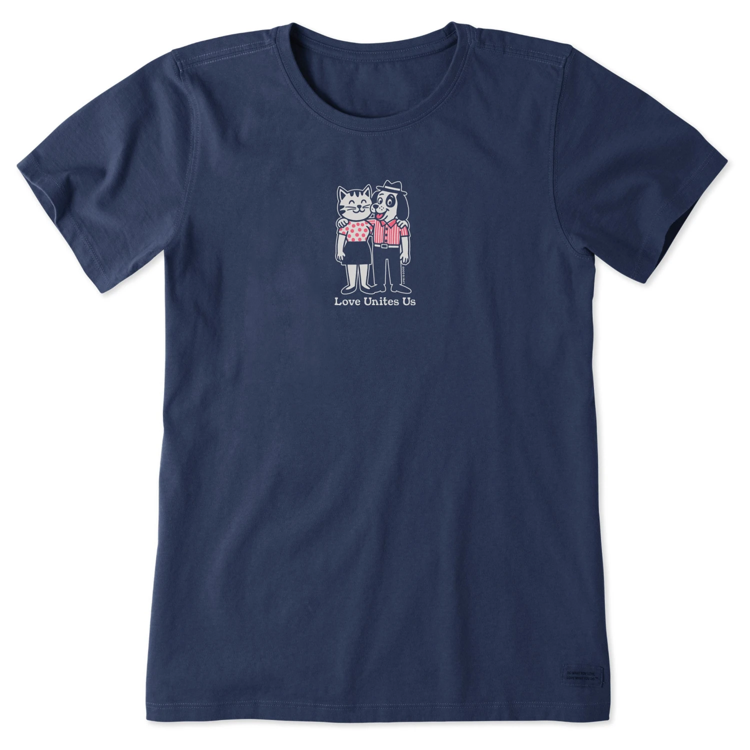 Women's Love Unites Cats And Dogs Short Sleeve Tee 1 Women's Love Unites Cats And Dogs Short Sleeve Tee