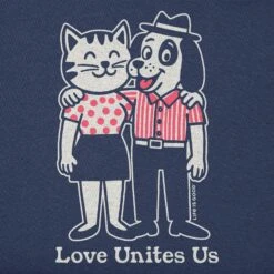 Women's Love Unites Cats And Dogs Short Sleeve Tee 7 Women's Love Unites Cats And Dogs Short Sleeve Tee -LIFE IS GOOD SHOP 172295 2