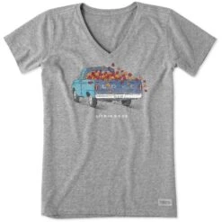 Women's Fall Love Truck Short Sleeve Crusher Vee -LIFE IS GOOD SHOP 76645 1