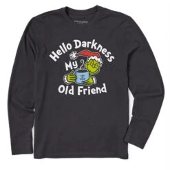 Men's Grinch Hello Darkness Long Sleeve Crusher Tee