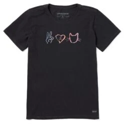 Women's Peace Love Cat Short Sleeve Crusher Tee