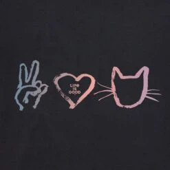 Women's Peace Love Cat Short Sleeve Crusher Tee -LIFE IS GOOD SHOP 89293 2