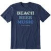 Men's Beach Beer Music Short Sleeve Crusher Tee