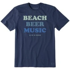 Men's Beach Beer Music Short Sleeve Crusher Tee