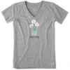 Women's Half Full Daisy Trio Short Sleeve Vee