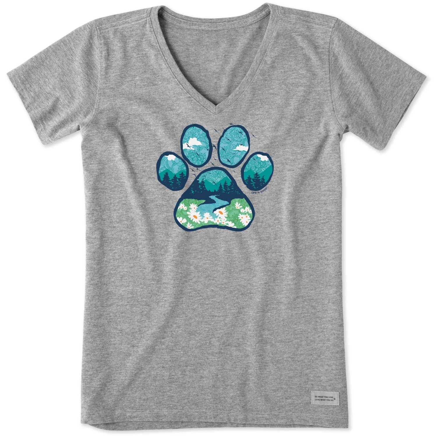 Women's Paw Landscape Short Sleeve Vee 3 Women's Paw Landscape Short Sleeve Vee - Image 3