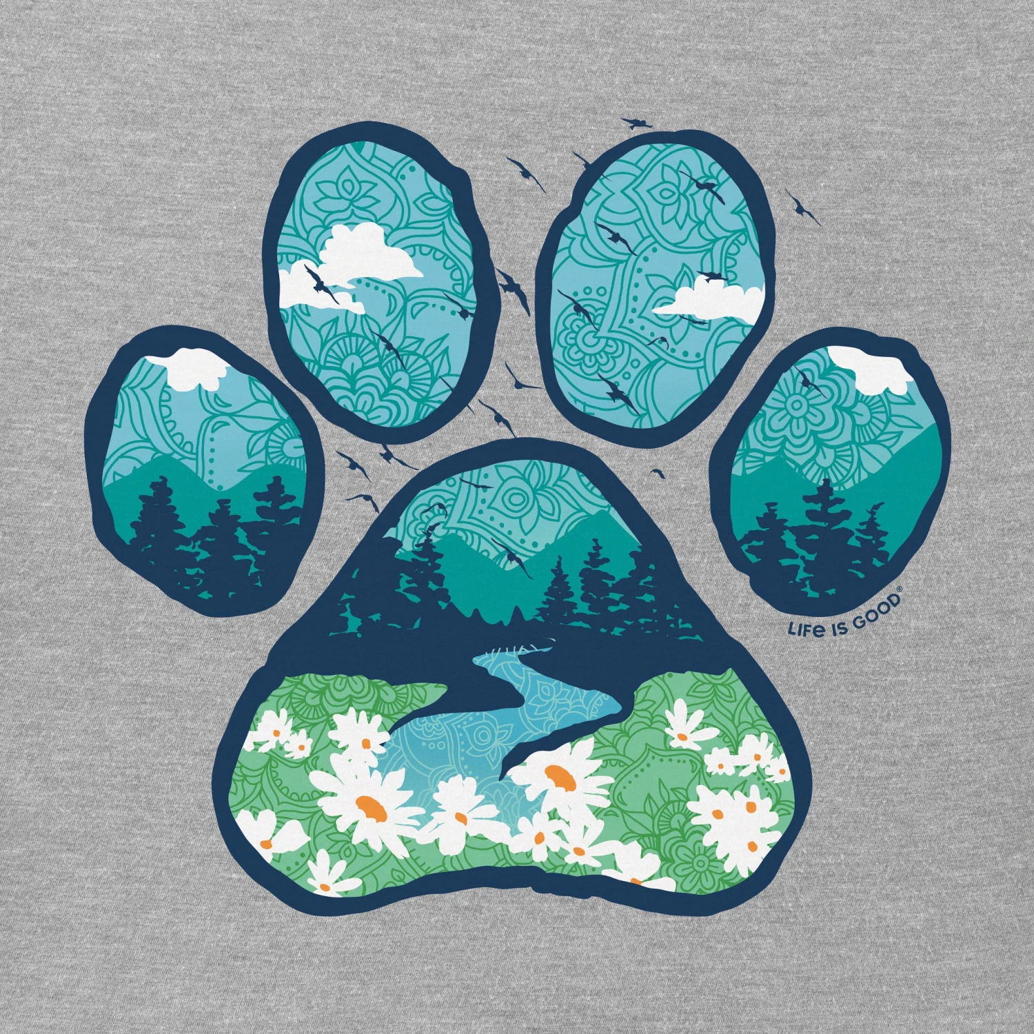 Women's Paw Landscape Short Sleeve Vee 4 Women's Paw Landscape Short Sleeve Vee - Image 4