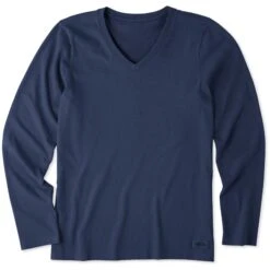 Women's Solid Long Sleeve Crusher Vee -LIFE IS GOOD SHOP 93665 1