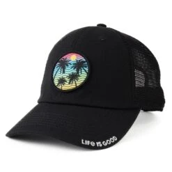 Adult Unisex Here Comes The Sun Palm Trees Trucker