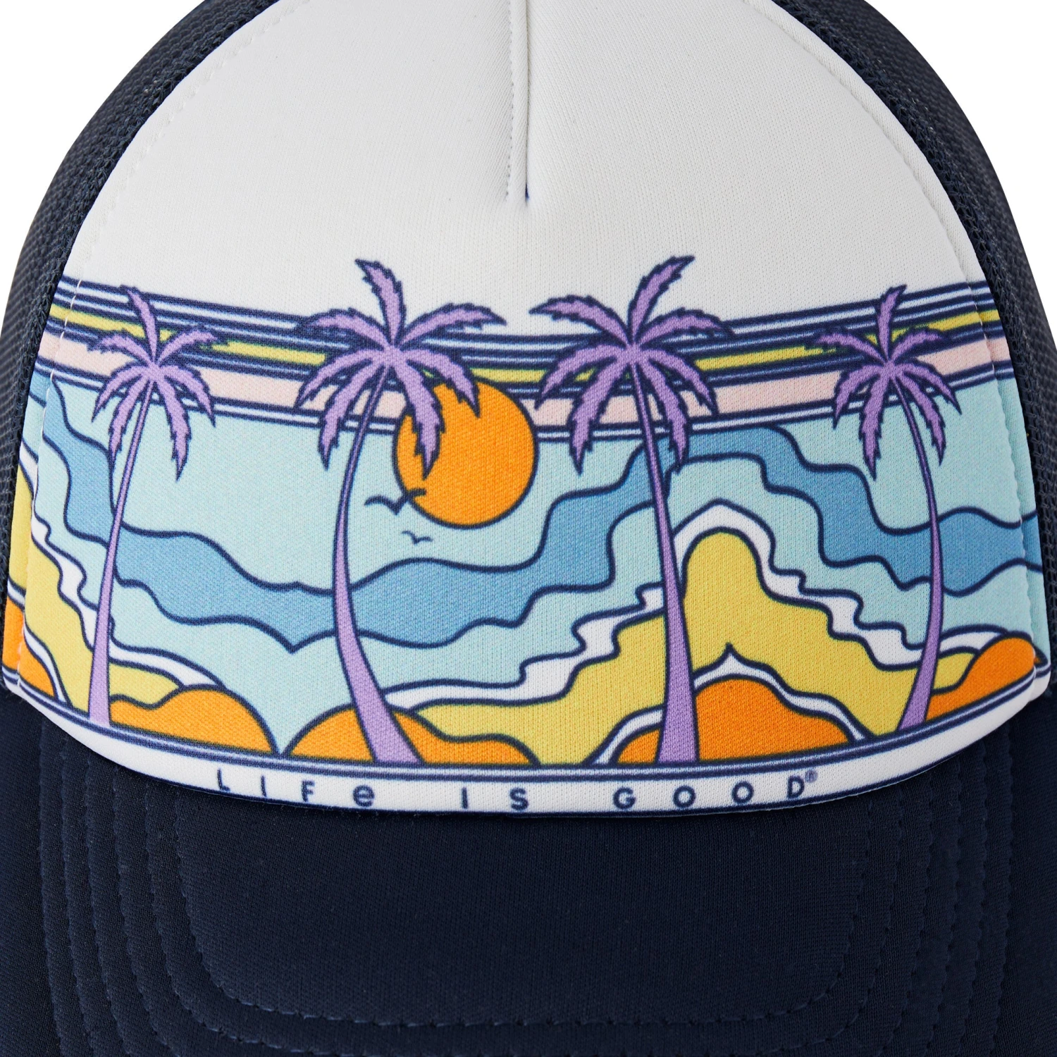 Adult Unisex Retro Palms Scene Trucker Hat 2 Adult Unisex Retro Palms Scene Trucker Hat - Image 2